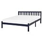 Double Bed Frame Blue Pine Wood 140 X 200 Cm King Size Slatted