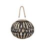 Lantern Natural Black Bamboo Wood 37 Cm With Glass Candle Holder Boho Style Indoor