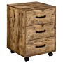 Homcom Rolling File Cabinet With 3 Drawers, Under Desk Mobile Filing Organizer Home Office Bedroom Furniture