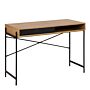 Angus Office Desk With Sliding Door In Oak & Black