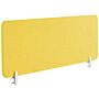 Desk Screen Yellow Pet Board Fabric Cover 130 X 40 Cm Acoustic Screen Modular Mounting Clamps Home Office Beliani