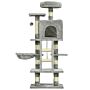 Pawhut 132cm Cat Tree With Scratching Post, House, Hammock, Grey