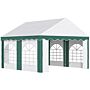 Outsunny 4 X 4m Garden Gazebo With Sides, Galvanised Marquee Party Tent With Four Windows And Double Doors