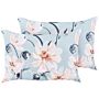 Set Of 2 Garden Cushions Blue Polyester Floral Pattern 40 X 60 Cm Modern Outdoor Decoration Water Resistant