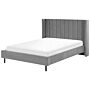 Eu Double Size Bed Frame Grey Velvet Slatted Base