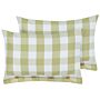 Set Of 2 Scatter Cushions Green Fabric 40 X 60 Cm Checked Pattern Cottage Style Textile