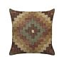 Scatter Cushion Multicolour Jute And Wool 45 X 45 Cm Oriental Pattern Kilim Style Washed Colurs