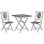 Garden Bistro Set Black Iron Foldable Distressed Metal 2 Chairs Table Outdoor Uv Rust Resistance French