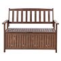 Garden Bench With Storage Dark Solid Acacia Wood 120 X 60 Cm 2 Seater Outdoor Patio