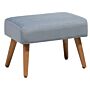 Footstool Grey Velvet With Wooden Legs