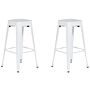 Set Of 2 Bar Stools White Steel 76 Cm Stackable Counter Height