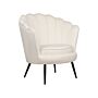 Armchair Off-white Velvet Novelty Shape Metal Legs