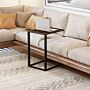 Homcom C-shaped Side Table, Sofa End Table With Metal Frame, Accent Couch Table, Brown And Black