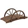 Outsunny Wooden Garden Bridge Lawn Décor Stained Finish Arc Outdoor Pond Walkwayyard Decoration Half Wheeled Railings 100l X 50w X 37hcm