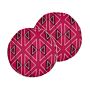 Set Of 2 Garden Cushions Pink Polyester Geometrical Pattern ⌀ 40 Cm Round Modern Outdoor Patio Water Resistant