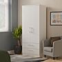 Devon Double 2 Drawer Wardrobe In White