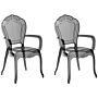 Set Of 2 Dining Chairs Transparent Black Acrylic Solid Back Stackable