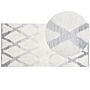 Area Rug Beige And Grey Cotton 80 X 150 Cm Rectangular Hand Woven Distressed Geometric Pattern