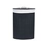 Storage Basket Black Bamboo With Lid Laundry Bin Boho Practical Accessories