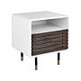 Bedside Table White Finish 50 X 40 X 45 Cm Rustic Hinged Slatted Doors Cabinet