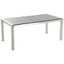 Garden Dining Table Grey And Silver Granite Table Top Stainless Steel Legs Outdoor Resistances 6 Seater 180 X 90 X 74 Cm Beliani