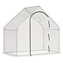 Outsunny Walk-in Greenhouse Vegetable Plant Herb Garden Grow House W/ Window Roll-up Door Steel Frame All-year Portable, 180 X 100 X 168cm, White