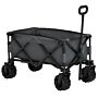 Outsunny Outdoor Pull Along Cart Folding Cargo Wagon Trailer Trolley For Beach Garden With Handle, Anti-slip Wheel - Dark Grey