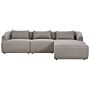 Left Hand 3 Seater Corner Sofa Taupe Fabric Upholstered Track Armrests Additional Cushions