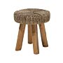 Side Table Light Wood Teak With Seagrass Footstool Rustic Raw Style