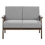 Sofa Grey Polyester Upholstery 2 Seater Retro Design Wooden Frame Living Room Couch