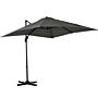 Outsunny 2.5 X 2.5m Patio Offset Parasol Cantilever Umbrella Sun Shade Canopy Shelter 360° Rotation With Crank Handle And Cross Base, Grey