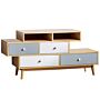 Sideboard Brown 4 Drawers 2 Shelves Asymmetric Design