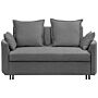 2 Seater Sofa Bed Grey Sleeping Function Profiled Armrests