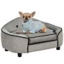 Pawhut Pet Sofa Dog Bed Couch Cat Kitten Sponge Removable Cushion Lounge Grey 66.5 X 45 X 35.5 Cm