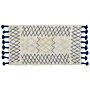 Rug Beige Cotton 80 X 150 Cm Geometric Pattern Hand Tufted Tassels Flatweave