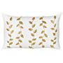 Scatter Cushion White And Gold Cotton 30 X 50 Cm Rectangular Handmade Throw Pillow Embroidered Leaves Pattern Flower Motif Removable Cover