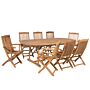 Outdoor Dining Set Light Acacia Wood 8 Seater Table Folding Chairs Rustic Design Beliani