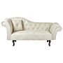 Chaise Lounge Light Beige Velvet Button Tufted Upholstery Left Hand With Cushion Retro Traditional Style Easy Clean Pet Friendly