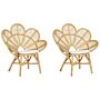 Set Of 2 Peacock Chairs Beige Rattan Cotton Seat Pads Garden