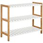 Homcom 3-tier Shoe Rack Wood Frame Slatted Shelves Spacious Open Hygienic Storage Home Hallway Furniture Family Guests 70l X 26w X 57.5h Cm - Natural