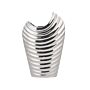 Decorative Flower Vase Silver Stoneware Ribbed