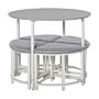 Homcom Modern Round Dining Table Set With 4 Upholstered Stools