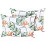 Set Of 2 Garden Cushions Multicolour Polyester 40 X 60 Cm Square Monstera Leaf Pattern Motif Modern Design Throw Scatter Pillow