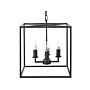 Pendant Lamp Black Metal 115 Cm Cube Cage Frame 4 Light Fixture Ceiling