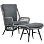 Outsunny 2 Pcs Pe Rattan Leisure Chair Set, Outdoor Reclining Patio Chair And Footrest W/ Adjustable Backrest & Cushion, Grey