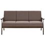 Sofa Brown Polyester Upholstery 3 Seater Retro Design Wooden Frame Living Room Couch