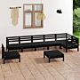 Vidaxl 8 Piece Garden Lounge Set Solid Pinewood Black