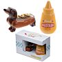 Cute Ceramic Sausage Dog And Mustard Salt And Pepper Set