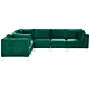 Right Hand Modular Corner Sofa Green Velvet 6 Seater L-shaped Silver Metal Legs