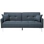 Sofa Bed Dark Blue 3 Seater Buttoned Seat Click Clack